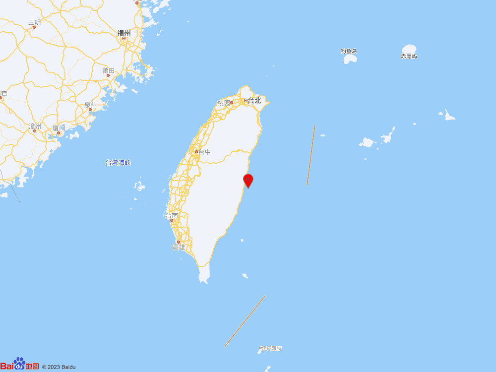 台湾花莲县海域（北纬23.59度，东经121.61度）发生4.5级地震